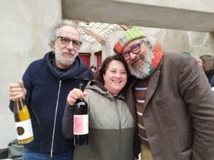 I titolari di Cantina Giardino Antonio e Daniela con chef Carmelo Chiaramonte